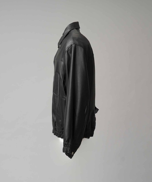 MAISON SPECIAL(メゾンスペシャル)の「《UNISEX》Sheep Leather Prime-Over Trucker Jacket/シープレザープライムオーバーGジャン【MAISON SPECIAL/メゾンスペシャル】(ブルゾン・メンズ・ブラック/ダークブラック・0/1/2)」の13枚目の写真