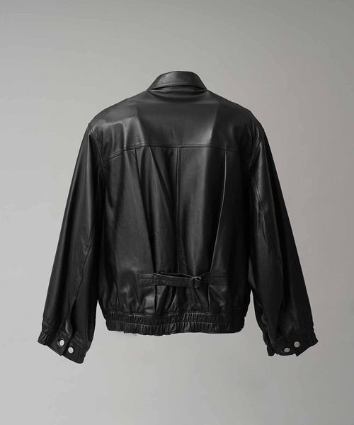 MAISON SPECIAL(メゾンスペシャル)の「《UNISEX》Sheep Leather Prime-Over Trucker Jacket/シープレザープライムオーバーGジャン【MAISON SPECIAL/メゾンスペシャル】(ブルゾン・メンズ・ブラック/ダークブラック・0/1/2)」の14枚目の写真