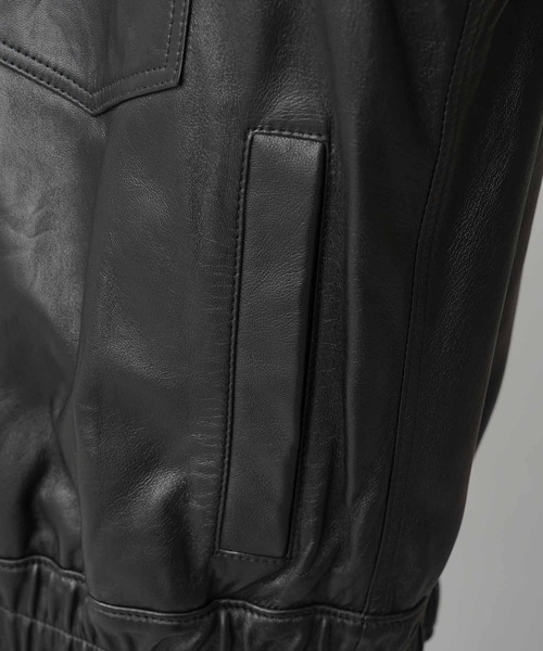 MAISON SPECIAL(メゾンスペシャル)の「《UNISEX》Sheep Leather Prime-Over Trucker Jacket/シープレザープライムオーバーGジャン【MAISON SPECIAL/メゾンスペシャル】(ブルゾン・メンズ・ブラック/ダークブラック・0/1/2)」の17枚目の写真