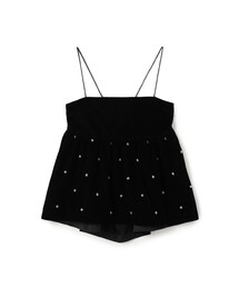 別注】ne Quittez pas BLACK Camisole Embroidery トップス