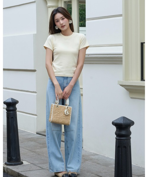 BIRTHDAY BASH(バースデイバッシュ)の「BASIC CREW TOPS(ベーシッククリュートップス)(Tシャツ/カットソー・レディース・ブラック/ホワイト/イエロー/ピンク/ミント・FREE)」の11枚目の写真