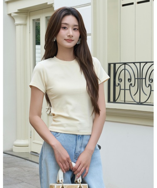 BIRTHDAY BASH(バースデイバッシュ)の「BASIC CREW TOPS(ベーシッククリュートップス)(Tシャツ/カットソー・レディース・ブラック/ホワイト/イエロー/ピンク/ミント・FREE)」の7枚目の写真