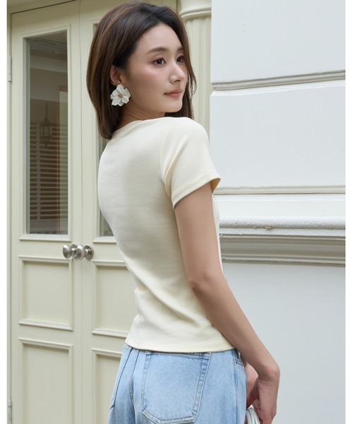 BIRTHDAY BASH(バースデイバッシュ)の「BASIC CREW TOPS(ベーシッククリュートップス)(Tシャツ/カットソー・レディース・ブラック/ホワイト/イエロー/ピンク/ミント・FREE)」の9枚目の写真