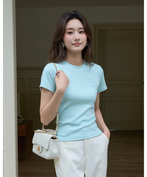 BIRTHDAY BASH(バースデイバッシュ)の「BASIC CREW TOPS(ベーシッククリュートップス)(Tシャツ/カットソー・レディース・ブラック/ホワイト/イエロー/ピンク/ミント・FREE)」の15枚目の写真