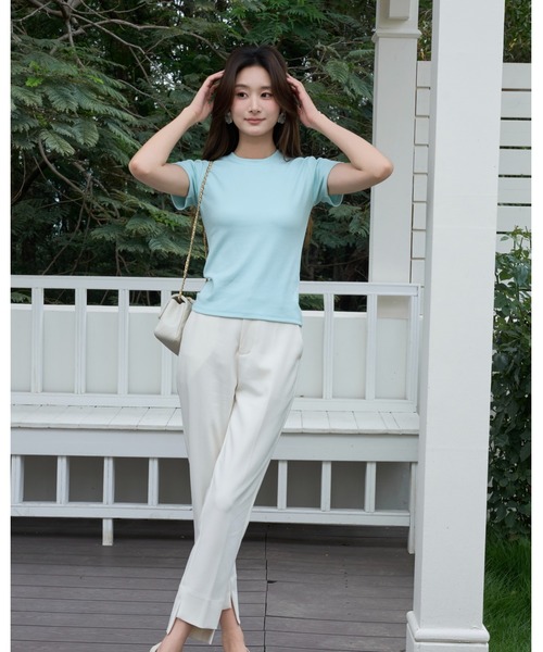 BIRTHDAY BASH(バースデイバッシュ)の「BASIC CREW TOPS(ベーシッククリュートップス)(Tシャツ/カットソー・レディース・ブラック/ホワイト/イエロー/ピンク/ミント・FREE)」の16枚目の写真