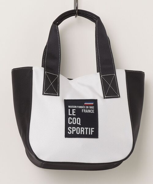 le coq sportif GOLF（ルコックスポルティフゴルフ）の「ルコックゴルフ　ロゴパッチ ユニセックスカートバッグ（トートバッグ・メンズ・杢グレー/ブラック/イエロー系その他2/ホワイト×ネイビー/ピンク・FREE）」の2枚目の写真