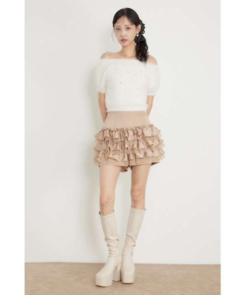 rienda(リエンダ)の「【AW先行アイテム】ランダムフリルスコートパンツ 秋服 冬服(スカート・レディース・ブラック/ベージュ/ホワイト・SMALL/MEDIUM)」の17枚目の写真