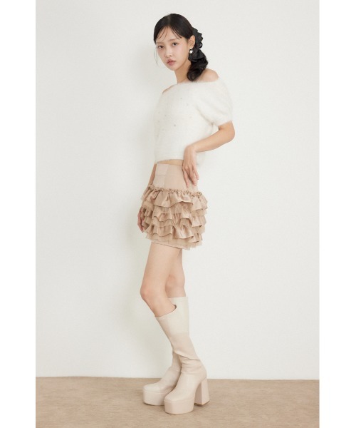 rienda(リエンダ)の「【AW先行アイテム】ランダムフリルスコートパンツ 秋服 冬服(スカート・レディース・ブラック/ベージュ/ホワイト・SMALL/MEDIUM)」の18枚目の写真