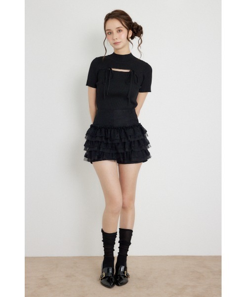 rienda(リエンダ)の「【AW先行アイテム】ランダムフリルスコートパンツ 秋服 冬服(スカート・レディース・ブラック/ベージュ/ホワイト・SMALL/MEDIUM)」の9枚目の写真