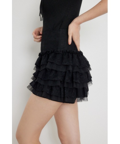 rienda(リエンダ)の「【AW先行アイテム】ランダムフリルスコートパンツ 秋服 冬服(スカート・レディース・ブラック/ベージュ/ホワイト・SMALL/MEDIUM)」の14枚目の写真