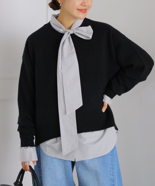 JOURNAL STANDARD(ジャーナルスタンダード)の「MUSIC クルーネックプルオーバー(ニット/セーター・レディース・チャコールグレー/ライトブルー/ブラック/タン・FREE)」の12枚目の写真