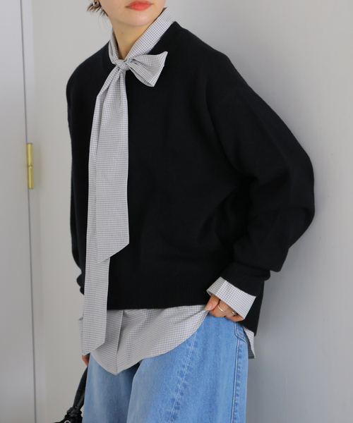 JOURNAL STANDARD(ジャーナルスタンダード)の「MUSIC クルーネックプルオーバー(ニット/セーター・レディース・チャコールグレー/ライトブルー/ブラック/タン・FREE)」の13枚目の写真