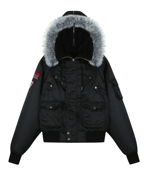 LUVISTRUE(ラヴイズトゥルー)の「RL FUR TRIM PATCH BOMBER JACKET(BLACK)(ブルゾン・レディース・その他・FREE)」の3枚目の写真