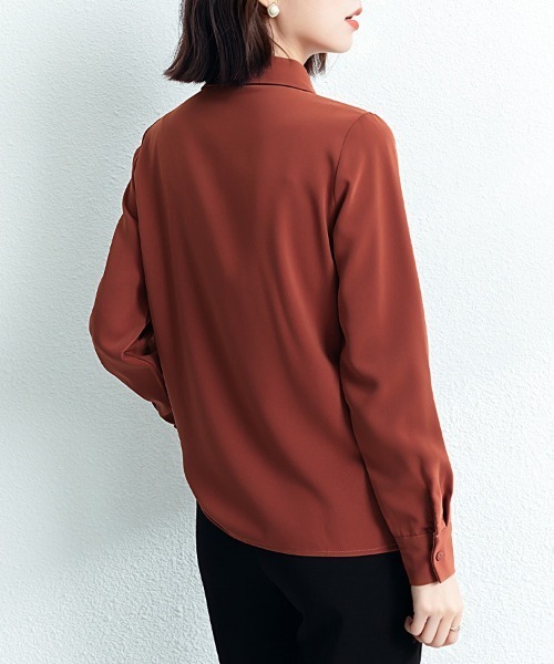 ONEP STAR(ワンピスター)の「ビッグカラーリボンタイ付きシャツブラウス(シャツ/ブラウス・レディース・テラコッタ・X-LARGE/LARGE/MEDIUM)」の12枚目の写真