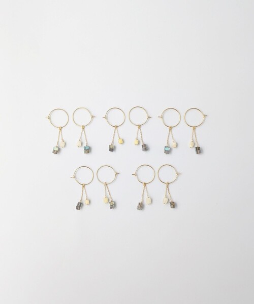 Jouete（ジュエッテ）の「[パレット] フープピアス イエローオパール×ラブラドーライト（ピアス（両耳用）・レディース・イエローゴールド・FREE）」の4枚目の写真
