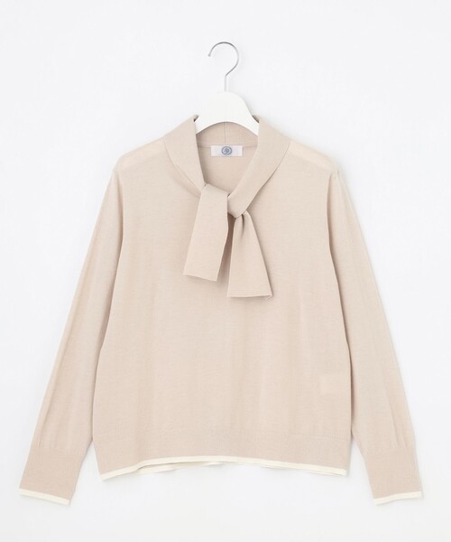 J.PRESS Ladies(J.プレス レディス)の「【一枚で着映え】WORSTED WOOL BLEND ボウタイデザイン ニット(ニット/セーター・レディース・ライトグレー系/ベージュ系/ワイン系・SMALL)」の14枚目の写真