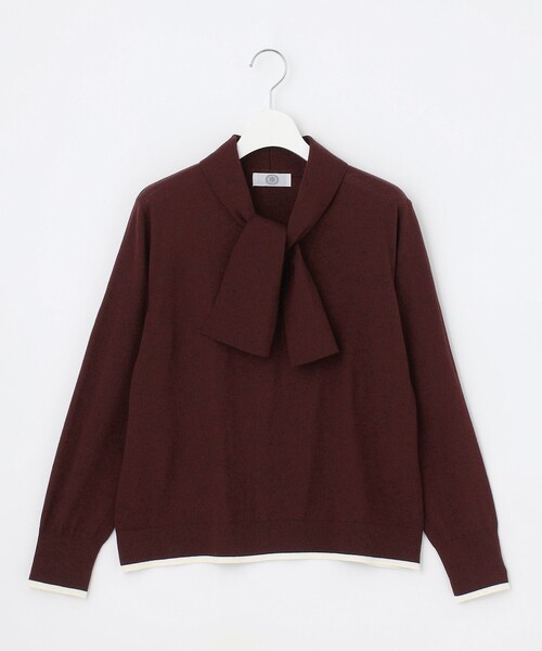 J.PRESS Ladies(J.プレス レディス)の「【一枚で着映え】WORSTED WOOL BLEND ボウタイデザイン ニット(ニット/セーター・レディース・ライトグレー系/ベージュ系/ワイン系・SMALL)」の18枚目の写真