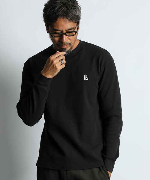 てらつぶ BLACK LABEL〕SORONA WAFFLE L/S TEE：ワッフル素材 ロングスリーブT