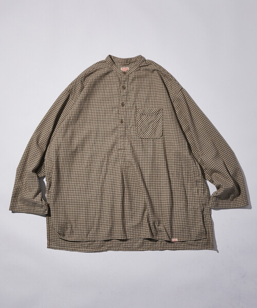 HINSON(ヒンソン)の「HINSON/ヒンソン 別注 フランネル ヘンリーネック プルオーバーシャツ(シャツ/ブラウス・メンズ・オフホワイト/サックスブルー/ブラウン/グリーン・LARGE/MEDIUM/SMALL)」の19枚目の写真
