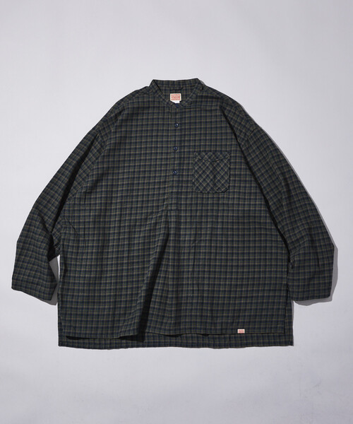 HINSON(ヒンソン)の「HINSON/ヒンソン 別注 フランネル ヘンリーネック プルオーバーシャツ(シャツ/ブラウス・メンズ・オフホワイト/サックスブルー/ブラウン/グリーン・LARGE/MEDIUM/SMALL)」の21枚目の写真