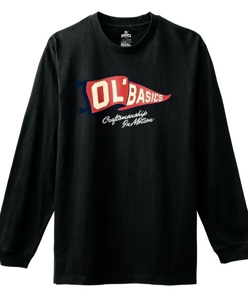 Ol' Basics(オールベーシックス)の「Ol' Basics(オール・ベーシックス) 長袖Tシャツ フラッグ ロゴ イラスト プリント 袖リブ ロンT ロングTシャツ トップス カットソー メンズ ユニセックス(Tシャツ/カットソー・メンズ・ヘザーグレー/ブラック/ホワイト・M/L/XL)」の3枚目の写真
