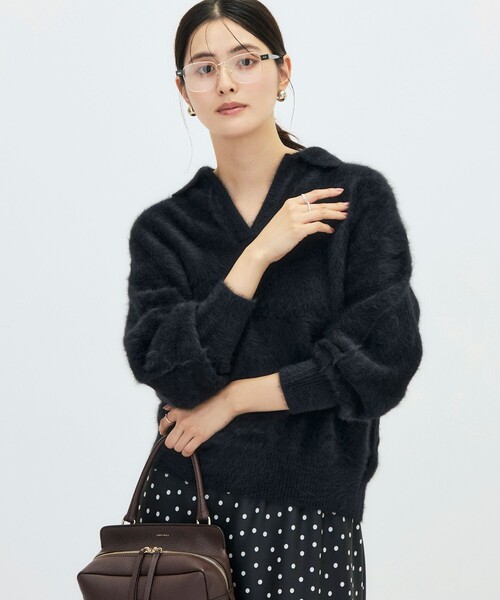 NOLLEY’S Sophi（ノーリーズソフィ）の「カシミヤ混へアリーポロ襟プルオーバー（ニット/セーター・レディース・ベビーピンク/ブラック/グレイッシュベージュ/オフホワイト・38）」の8枚目の写真