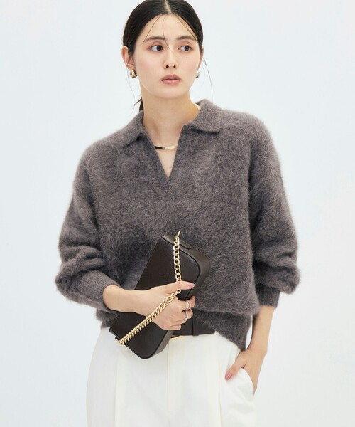 NOLLEY’S Sophi（ノーリーズソフィ）の「カシミヤ混へアリーポロ襟プルオーバー（ニット/セーター・レディース・ベビーピンク/ブラック/グレイッシュベージュ/オフホワイト・38）」の17枚目の写真