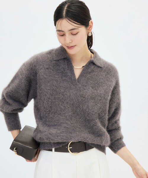 NOLLEY’S Sophi（ノーリーズソフィ）の「カシミヤ混へアリーポロ襟プルオーバー（ニット/セーター・レディース・ベビーピンク/ブラック/グレイッシュベージュ/オフホワイト・38）」の18枚目の写真