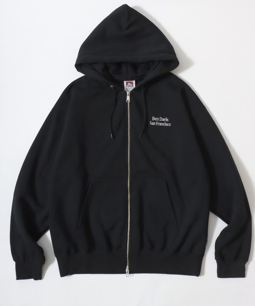 BEN DAVIS(ベンデイビス)の「BEN DAVIS/ベンデイビス BD SWEAT ZIP HOODIE/オーバーサイズ 裏起毛 ロゴ ワンポイント刺繍 スウェット ダブルジップアップパーカー フーディー/レディース メンズ(パーカー・メンズ・ブラック/グレー/ネイビー・L/M/XL)」の2枚目の写真