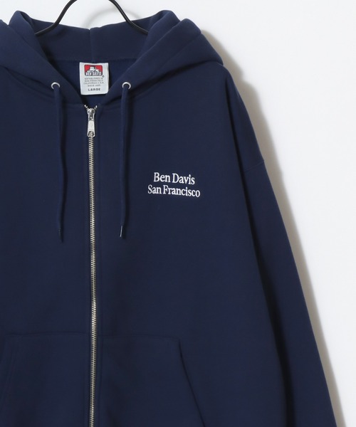 BEN DAVIS(ベンデイビス)の「BEN DAVIS/ベンデイビス BD SWEAT ZIP HOODIE/オーバーサイズ 裏起毛 ロゴ ワンポイント刺繍 スウェット ダブルジップアップパーカー フーディー/レディース メンズ(パーカー・メンズ・ブラック/グレー/ネイビー・L/M/XL)」の5枚目の写真