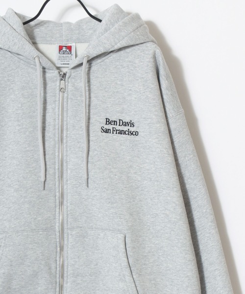 BEN DAVIS(ベンデイビス)の「BEN DAVIS/ベンデイビス BD SWEAT ZIP HOODIE/オーバーサイズ 裏起毛 ロゴ ワンポイント刺繍 スウェット ダブルジップアップパーカー フーディー/レディース メンズ(パーカー・メンズ・ブラック/グレー/ネイビー・L/M/XL)」の4枚目の写真