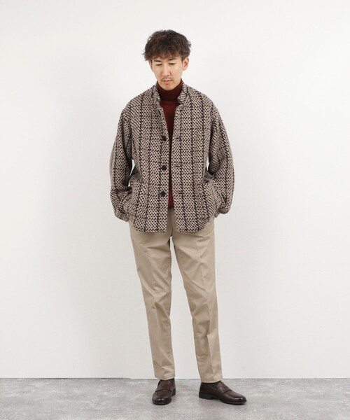 John branigan（ジョンブラニガン）の「【John Branigan/ジョン・ブラニガン】別注ショートニットブルゾン 26AW（ニット/セーター・メンズ・ネイビー/ブラウン・L/M/S）」の2枚目の写真