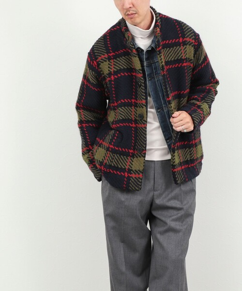 John branigan（ジョンブラニガン）の「【John Branigan/ジョン・ブラニガン】別注ショートニットブルゾン 26AW（ニット/セーター・メンズ・ネイビー/ブラウン・L/M/S）」の3枚目の写真