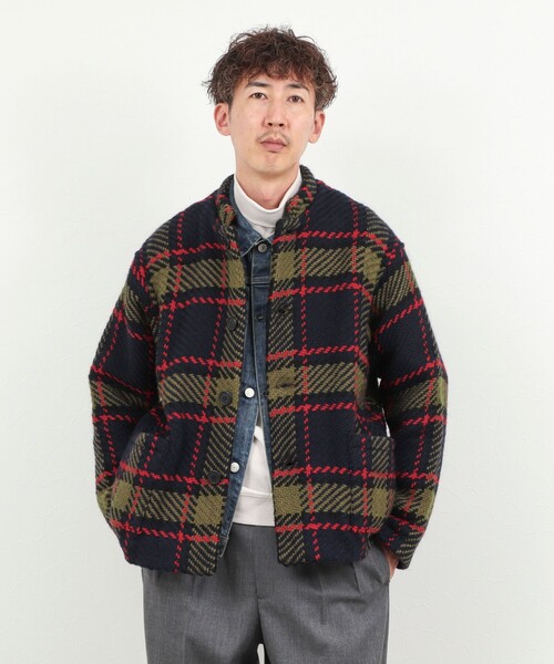 John branigan（ジョンブラニガン）の「【John Branigan/ジョン・ブラニガン】別注ショートニットブルゾン 26AW（ニット/セーター・メンズ・ネイビー/ブラウン・L/M/S）」の4枚目の写真