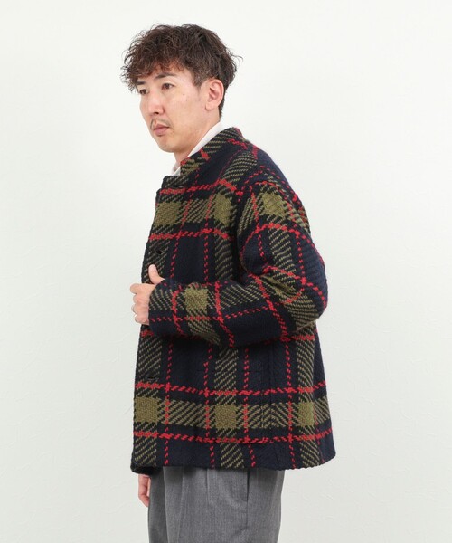 John branigan（ジョンブラニガン）の「【John Branigan/ジョン・ブラニガン】別注ショートニットブルゾン 26AW（ニット/セーター・メンズ・ネイビー/ブラウン・L/M/S）」の5枚目の写真