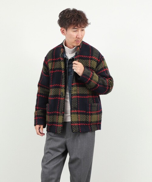 John branigan（ジョンブラニガン）の「【John Branigan/ジョン・ブラニガン】別注ショートニットブルゾン 26AW（ニット/セーター・メンズ・ネイビー/ブラウン・L/M/S）」の8枚目の写真