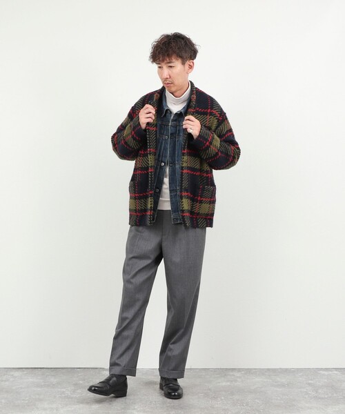 John branigan（ジョンブラニガン）の「【John Branigan/ジョン・ブラニガン】別注ショートニットブルゾン 26AW（ニット/セーター・メンズ・ネイビー/ブラウン・L/M/S）」の10枚目の写真