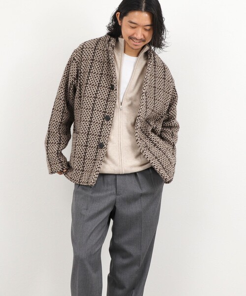 John branigan（ジョンブラニガン）の「【John Branigan/ジョン・ブラニガン】別注ショートニットブルゾン 26AW（ニット/セーター・メンズ・ネイビー/ブラウン・L/M/S）」の15枚目の写真