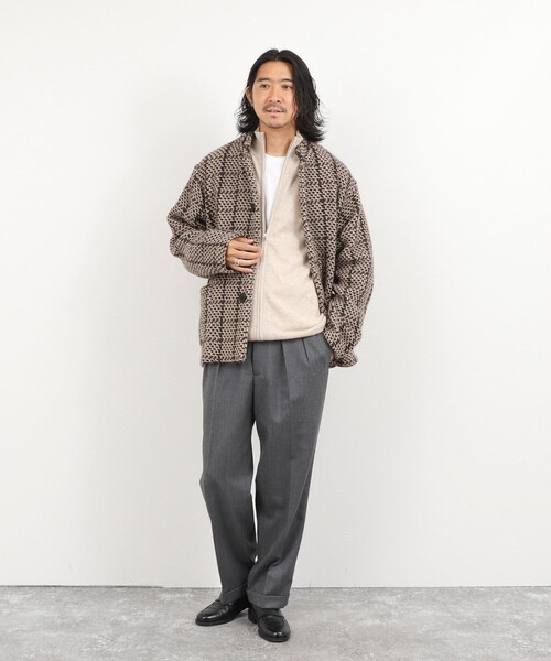 John branigan（ジョンブラニガン）の「【John Branigan/ジョン・ブラニガン】別注ショートニットブルゾン 26AW（ニット/セーター・メンズ・ネイビー/ブラウン・L/M/S）」の19枚目の写真
