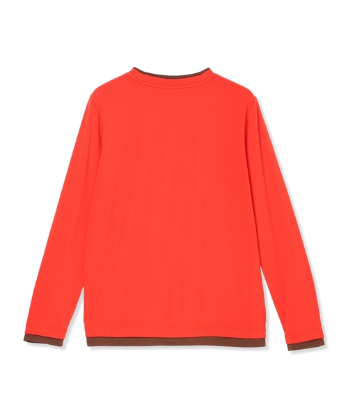 Petit Honfleur(プチオンフルール)の「ヘンリーネックレイヤード風ロングTシャツ(Tシャツ/カットソー・レディース・レッド/グレー・M/L)」の7枚目の写真