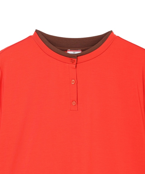 Petit Honfleur(プチオンフルール)の「ヘンリーネックレイヤード風ロングTシャツ(Tシャツ/カットソー・レディース・レッド/グレー・M/L)」の8枚目の写真