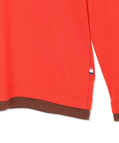 Petit Honfleur(プチオンフルール)の「ヘンリーネックレイヤード風ロングTシャツ(Tシャツ/カットソー・レディース・レッド/グレー・M/L)」の10枚目の写真