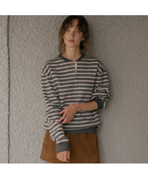 Stripe henry sweatshirt [TIFA06LT10]_Charcoal