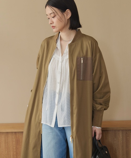Doux archives（ドゥアルシーヴ）の「【名品】バックギャザーMA-1ロングコート（MA-1・レディース・キャメル/ブルーグレー/ネイビー・FREE）」の3枚目の写真