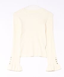 【ZOZO限定】袖フリル細リブニットトップス
