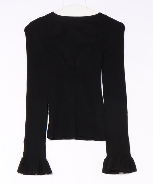 tocco closet（トッコ　クローゼット）の「【ZOZO限定】袖フリル細リブニットトップス（ニット/セーター・レディース・アイボリー/ブラック・M）」の3枚目の写真