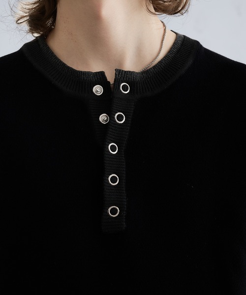 SELLE GLANT（セレグランテ）の「LAYERED STYLE HENLEY NECK REVERSIBLE KNIT / レイヤードスタイルヘンリーネックリバーシブルニット（ニット/セーター・メンズ・チャコールグレー/ブラック/ダークブラウン/ブルー・LARGE/SMALL/MEDIUM）」の10枚目の写真