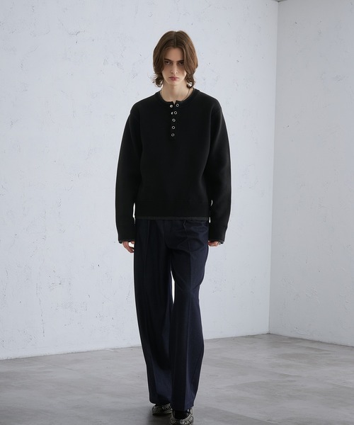 SELLE GLANT（セレグランテ）の「LAYERED STYLE HENLEY NECK REVERSIBLE KNIT / レイヤードスタイルヘンリーネックリバーシブルニット（ニット/セーター・メンズ・チャコールグレー/ブラック/ダークブラウン/ブルー・LARGE/SMALL/MEDIUM）」の5枚目の写真