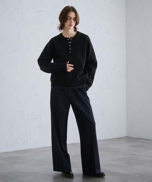 SELLE GLANT（セレグランテ）の「LAYERED STYLE HENLEY NECK REVERSIBLE KNIT / レイヤードスタイルヘンリーネックリバーシブルニット（ニット/セーター・メンズ・チャコールグレー/ブラック/ダークブラウン/ブルー・LARGE/SMALL/MEDIUM）」の6枚目の写真