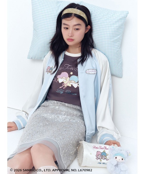 LILY BROWN（リリーブラウン）の「【リトルツインスターズ（キキ＆ララ）】[L.B CANDY STOCK]2wayサテンミニバッグ（ハンドバッグ・レディース・ライトブルー/ピンク/ホワイト・F）」の5枚目の写真